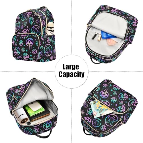 Image of Bright Pentagrams Mini Backpack Fashion Backpack Purse for Women,Handbag Shoulder Bag Casual Daypack, Ladies Gift for College Work (M)