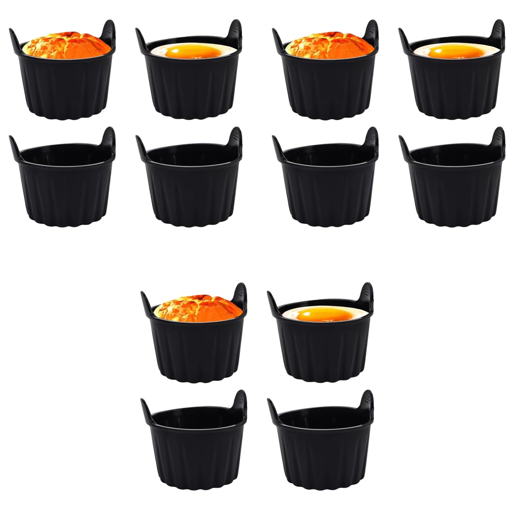 Supvox 12PCS Baking Cups for Air Fryer Food Grade Heat Resistant Silicone Muffin with Grips Cupcake Liners Multi Use Non-Stick Molds for Microwave Oven
