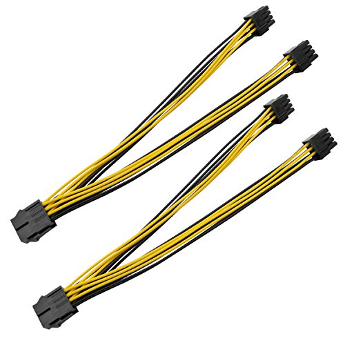 8pin CPU to 2 x PCIe 8pin (6+2) Motherboard Graphics Video Card PCI-e Express Power Adapter GPU VGA Y-Splitter Extension Cable Ethereum Mining ETH Hub Braided Sleeved Connector 10 Inch (25cm) 4 Pack