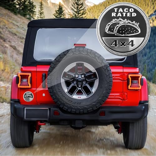 Image of Taco Badge Rated Car Emblem, 4 x 4 Metal Automotive Badge 3D Metal Taco Car Emblems Round Emblem Decals Car Badge Decals Stickers Compatible with Jeep Wrangler Vehicles Trucks SUV Emblems(ZS060)