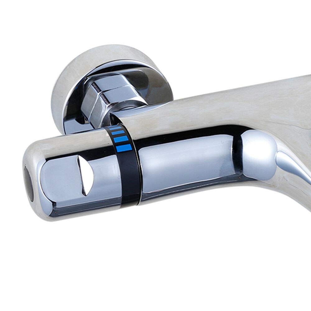 Grifo termostático de ducha, grifo mezclador con botón de seguridad de 38 °C, ducha cromada (B)