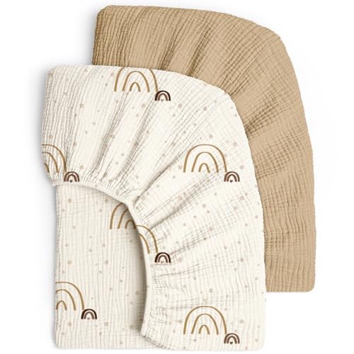 Image of Lulu moon Muslin Crib Sheets - Fitted Crib Mattress Sheets for Boys and Girl - 28"x 52", 2 Pack