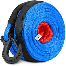 ZESUPER 3/8" x 100ft Synthetic Winch Rope Dyneema 12 Strand Winch Cable Car Tow Recovery Winch Line Off Road Recovery Kit Winch Replacement Cable 26,500 lbs for 4WD Off Road Vehicle Truck SUV Jeep