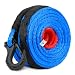 ZESUPER SK75 3/8" x 100ft Dyneema Synthetic Winch Rope with Hook Car Tow Recovery Cable Synthetic Winch Rope Winch Line Cable 23000 LBs for 9500lb-13500lb Winch (Blue)