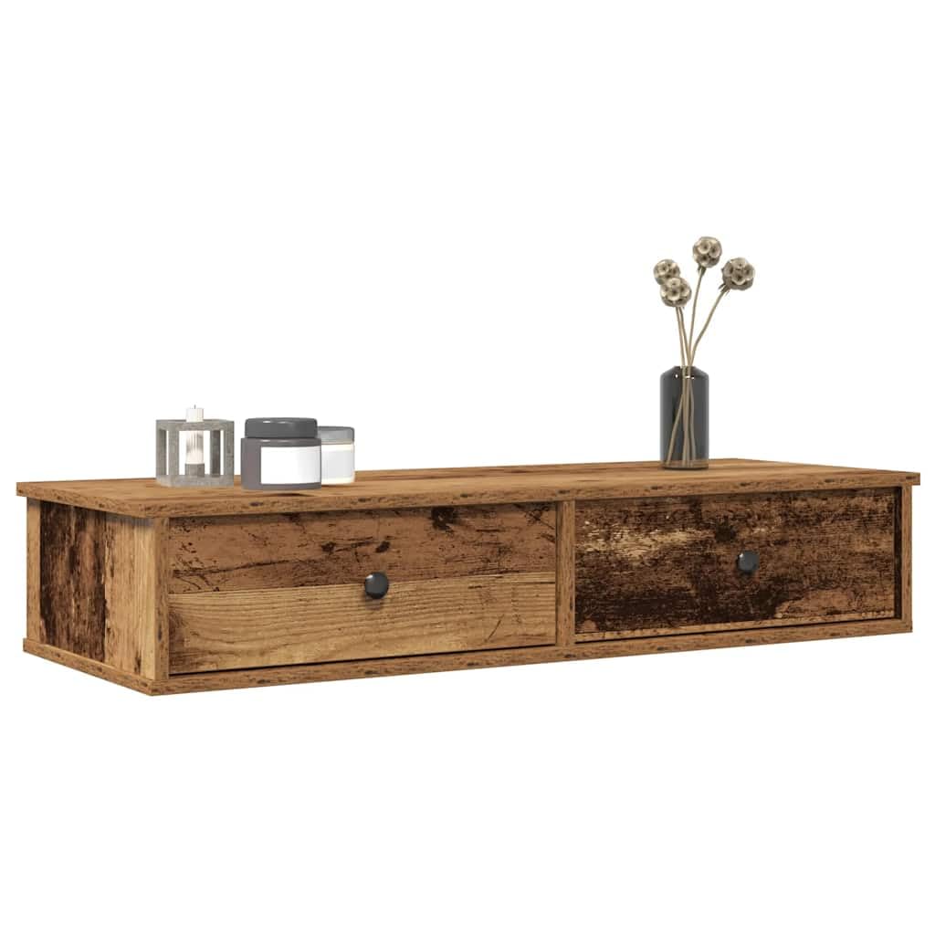 vidaXL Estante de Pared con cajones Madera contrachapada Madera Vieja