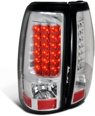 SPEC-D TUNING Chrome Housing Clear Lens LED Tail Lights Compatible with 2003-2006 Chevy Silverado 1500/1500HD/2500/2500HD, 2004-2006 Chevy Silverado 3500, Left + Right Pair Assembly
