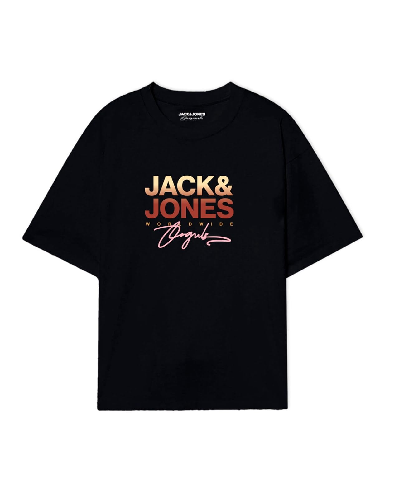 Jack & Jones Men's Black Jorcanggu Tee Ss Crew Neck Fst Pls, 5XL