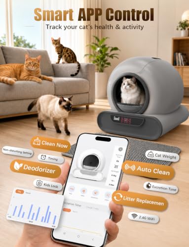 Caja de arena gris automática que elimina olores sin usar la pala 8
