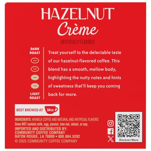 Image of Community Coffee Hazelnut Creme Flavored K-Cups, Medium Roast, 10 Count (Pack of 1)