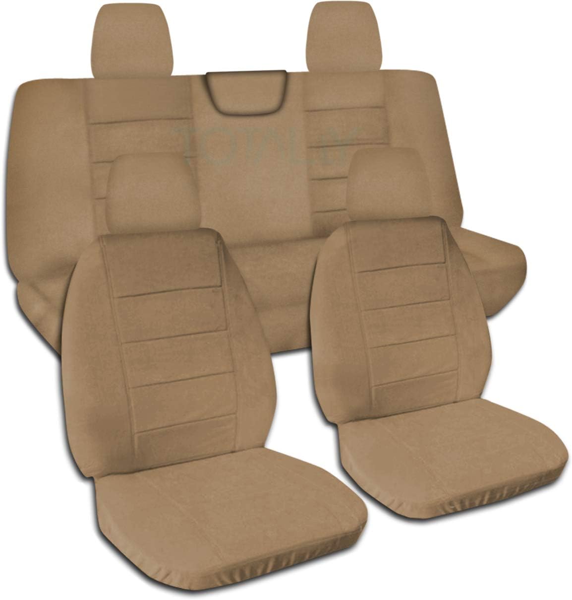 Totally Covers Compatible with 2018-2026 Jeep Wrangler JL Solid Color Seat Covers: Sand - Full Set: Front & Rear (22 Colors) 2-Door/4-Door Solid/Split Bench Back w/wo Armrest/Headrest