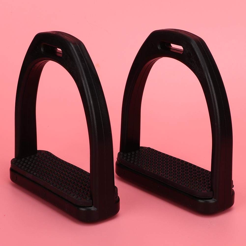 Nikou Staffe per Cavalli in plastica Accessori per Strumenti per staffe, 2 Pezzi Staffe in plastica ad Alta Resistenza con Accessori per Cuscinetti in Gomma Antiscivolo Neri, Grandi