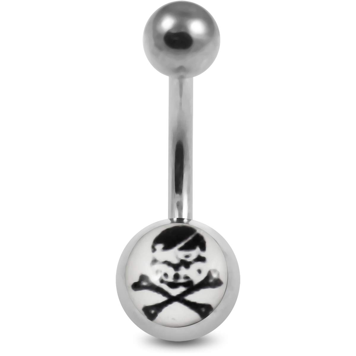 Pirate Skull Logo on White Background Belly Ring