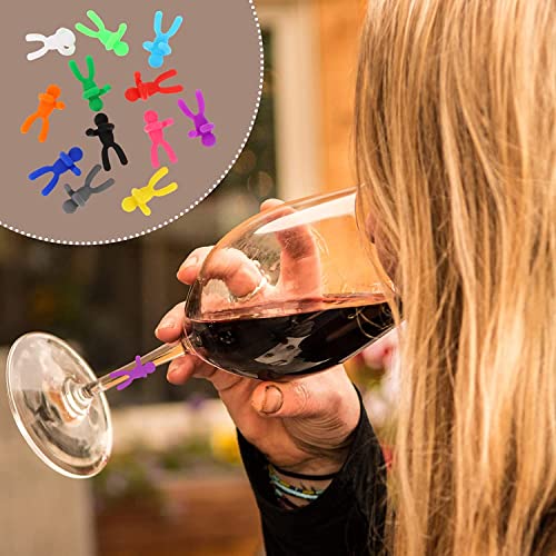 12 pçs amuletos de copo de vinho em silicone em formato de pessoas etiqueta de copo de vinho para co