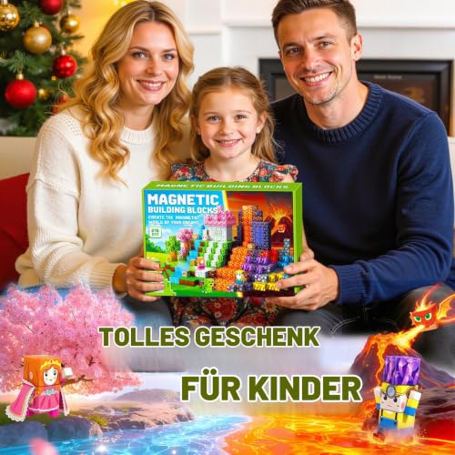 LUVTOY Magnetische Bausteine - 216 Teile Magnetbausteine Magnetspielzeug - Magnetisches Bausteine Blöcke Kinder - Magnetspiel… – Ansicht 6