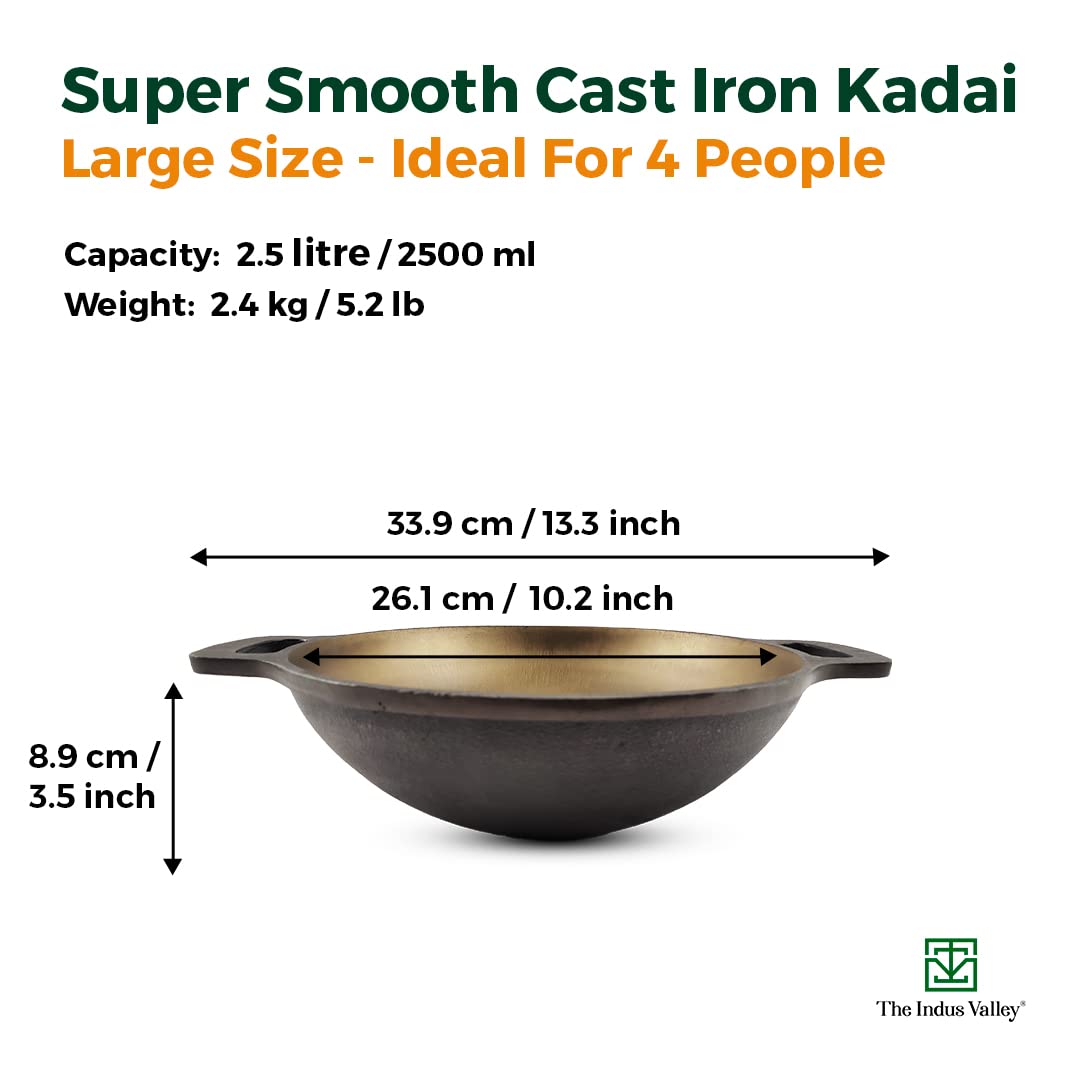 Buy The Indus Valley PreSeasoned Super Smooth Cast Iron Kadai/Kadhai