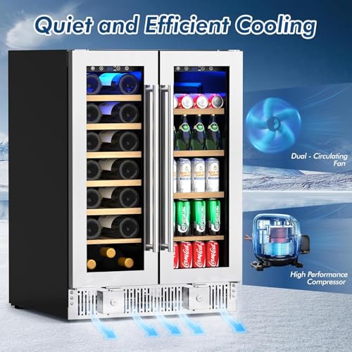 Image of Antarctic Star 24 inch Dual Zone Wine Cooler, Built-In, 21 Bottles & 88 Cans