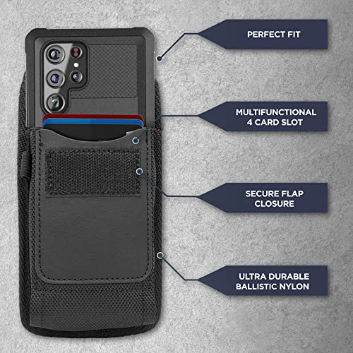 Encased 2-In-1 Belt Pouch With Rugged Case For Samsung Galaxy S22 Ultra - Shockproof Cover With Ballistic Nylon Phone Holster Clip (S22-Ultra) #TOP5