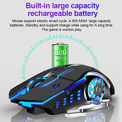 Aula Sc100 Silent White Wireless Mouse Rechargeable, Rgb Led Backlit, Dpi Adjustable, 2.4G Wireless Optical Computer Gaming Mice With Usb Receiver, Punk Cool Mouse For Office/Games #TOP3