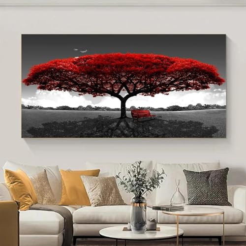 Peinture sur toile abstraite bleu rouge 40x80 cm sans cadre KDXAOBEI