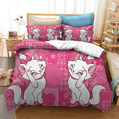 GDGM Marie Aristocats Parure de lit 2 pièces en coton renforcé avec housse de couette et taie d'oreiller pour enfant 135 x 200 cm (D,220 x 240 cm) Cover