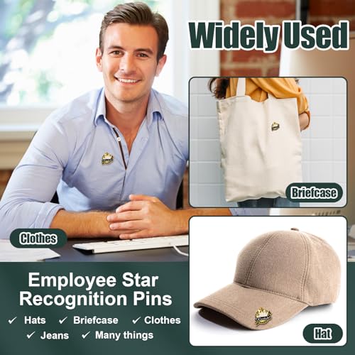 Image of Yunlly 100 Pcs Employee of The Month Lapel Pins Recognition Employee Star Appreciation Enamel Pins Team Gift for Team Staff Volunteer Nurse Teacher Coworkers Award