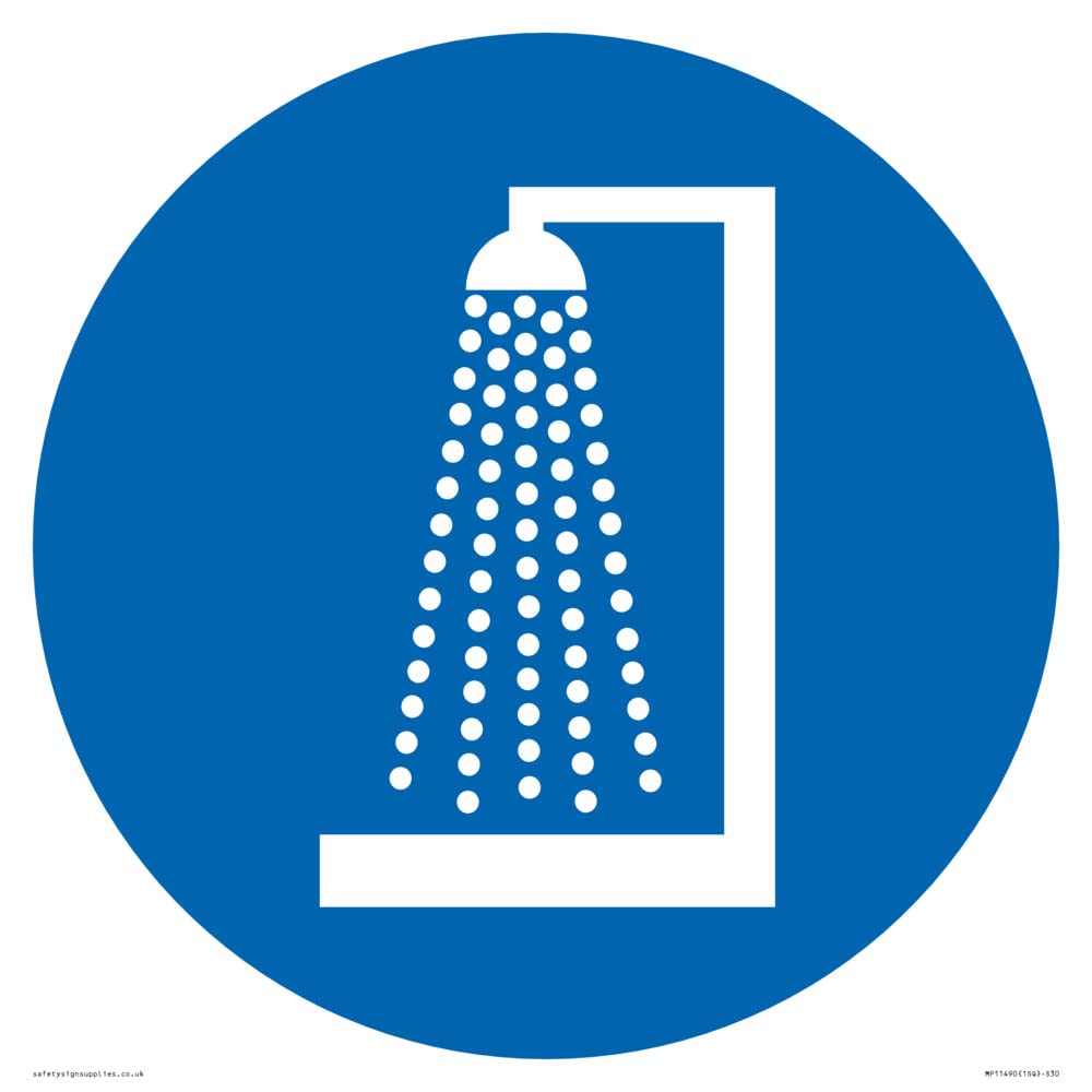 Viking Signs Mandatory: Shower before entering Sign - 300x300mm - S30, Blue/White