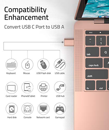 Image of Syntech USB C to USB Adapter Pack of 2 USB C Male to USB3 Female Adapter Compatible with iPhone 17 Pro Max MacBook Pro Air 2024 iMac iPad mini Pro, Other Type C or Thunderbolt 5 /4 Devices, Rose Gold