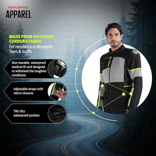 Image of Royal Enfield Crossroader V2 Riding Jacket | Protectors: RE Ergo Pro-Tech CE Level 2- Elbows & Shoulders with Titanium sliders | CE Level 2 Back protector | CE Level 1 chest protectors| LIGHT GREY XL