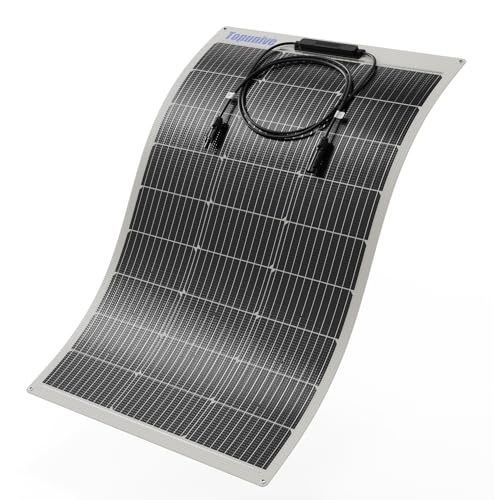 Topunive 100W 12V Flexible Solar Panel 9BB Monocrystalline Cell 12 Volt Semi-Flexible for Marine RV Trailer Boat Cabin Van Car Uneven Surfaces 12V Battery Charge