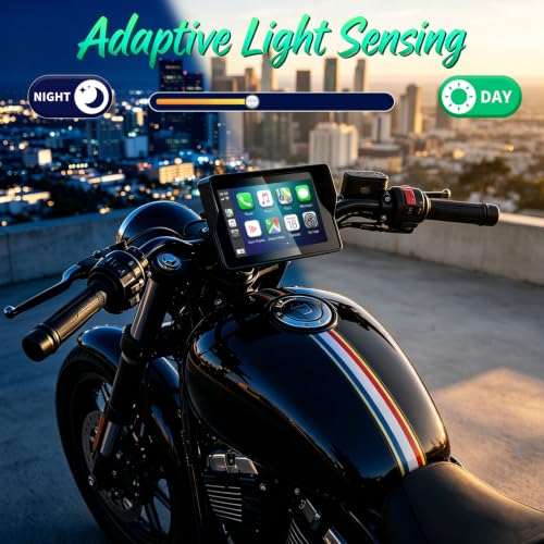 Image of YZW 5 Inch Motorcycle Carplay, GPS Navigation with Android Auto, Siri & Google Assistant /USB Cable /Bluetooth 5.2 /TMPS /Anti-Glare /Voice Control /IP69K Waterproof Touchscreen /Light Sensor /Magnetic Mount