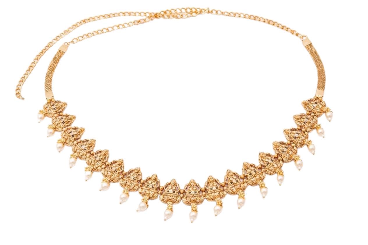 Temple Gold Plated Color Stone & Pearl Kamarband For Women laxmi kaarbandh-image-18