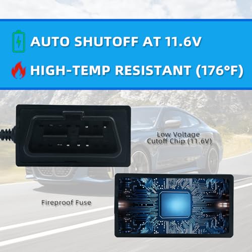 Image of Dash Cam Hardwire Kit，OBD Power Cable for Dash Camera ，USB Type C Adapter Hardwire Charger Cable for Dashcam with Low Voltage Protection(11.6V Auto-cutoff ) 24h Parking Mode for Dashcam,GPS ,Radar