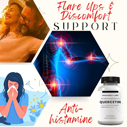 Research Labs Quercsalis™ Quercetin W/Bromelain,120 Veg Capsules. High Absorption Formula. Supports Cardiovascular, Immune, Anti-Inflammatory, Anti-Oxidant Health #TOP1