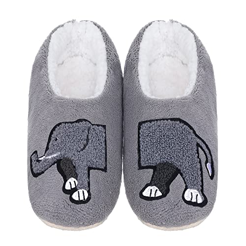 Image of ZYZX Cute Slipper Socks with Grips,Cozy Soft Sole House Slippers for Women | Animal Pattern Warm Safe Non Slip Fleece-lined Fluffy Fuzzy Socks Indoor for Adult,Easy to Wash,Gifts