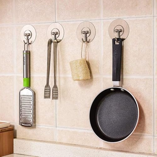 Image of Maxxic Labaratories (Pack of10) Self Adhesive Wall Hooks Heavy Duty for Hanging | Nail Free Sticky Hooks for Wall Heavy Items Without Drilling, Transparent Wall Hanger Hook (Round 10)
