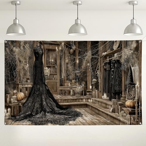 Vintage Halloween Lace Wall Backdrop, Spooky Rustic Decor for Photography, Haunted House Party Background for Fall Celebrations 71x43 Inch