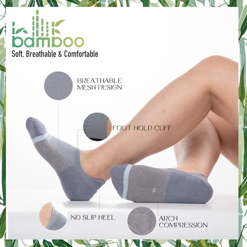 Image of BRISIRA Bamboo Viscose Coolmax Running Golf No Show Socks Women Compression Moisture Wicking Performance Low Cut Tab Athletic