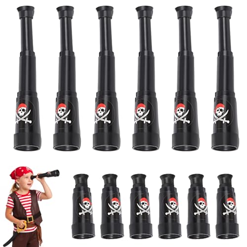 Piraten Kindergeburtstag 12 Stück Piraten Fernrohr für Kinder Mitgebsel Pirat Teleskop Kindergeburtstag Set für Piratenzubehör Spielzeug Piratenparty Accessoires Kostüm Zubehör Kinder