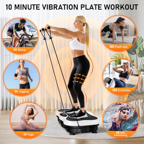 Image of Vibration Plate Exercise Machine, 130 Levels Full Body Workout Vibrating Plate for Lymphatic Drainage Weight Loss, 450 Lbs Capacity Shake Platform with Bluetooth for Women Men