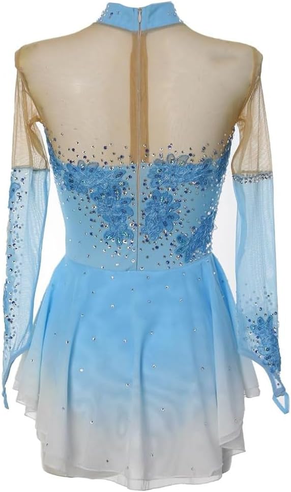 Figure Skating Dress with Stereoscopic Flower Girls Women's Ice Skating Sports Costumes Kids Gymnastics Clothes