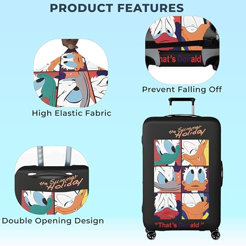 Image of Kraptick Printed Luggage Cover - Suitcase Cover with Double Opening Design, Travel Suitcase Cover for Protection, Protective Elastic Trolley Cover, Travel Bag Cover with Duck Printed Design (Large)