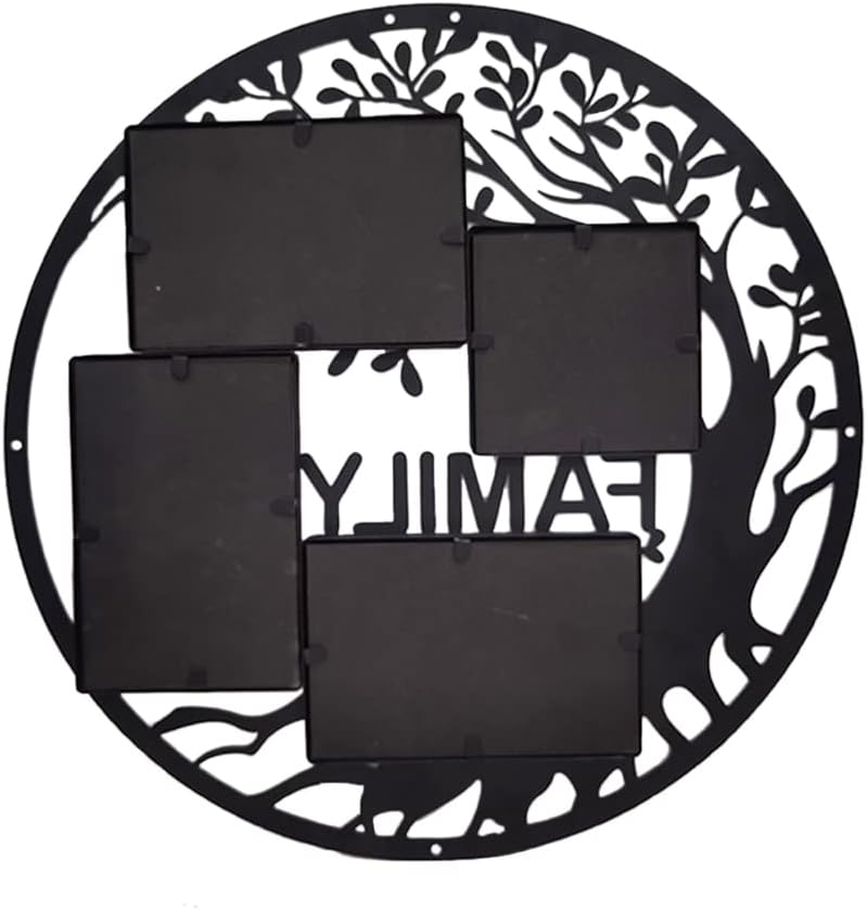 Family Tree Picture Frame Collages for Wall Decor Metal Multi Frames Round Circular Circle Hanging Photos (black, 15.75" x 15.75" x 0.3") - Image 3