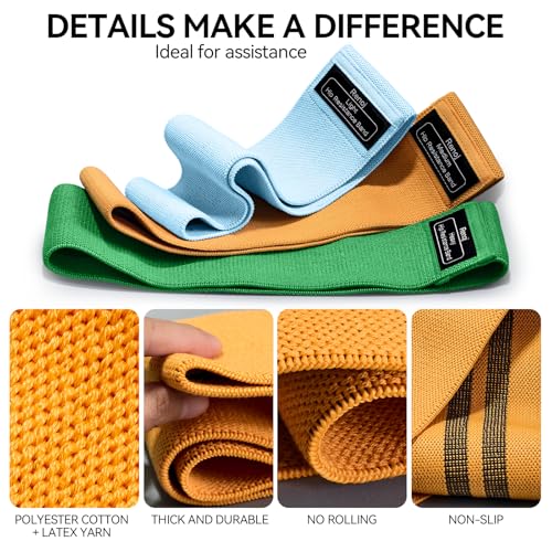 Image of Renoj Resistance Bands for Working Out: 3-Set Professional Exercise Bands for Pilates, Yoga, Home Gym, Booty, Leg Training | Heavy /Medium /Light Fabric Loops for Women Men