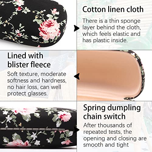 Image of Glasses Case Hard Shell Eyeglass Case for Women Fabrics Floral Retro Spectacle Case Box Portable