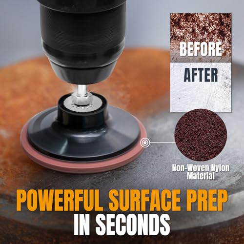 Image of POWERTEC 3-Inch Sanding Discs for Die Grinder & Power Drill - 25pcs Quick Change Type R Discs, 80 Grit Aluminum Oxide Non-Woven Nylon Surface Conditioning Pads for Metal, Wood & Paint Removal (11402)