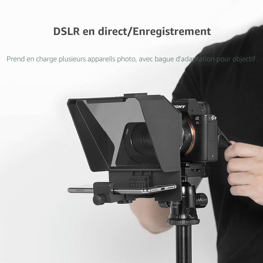 Téléprompteur portable avec télécommande pour téléphone et reflex numérique