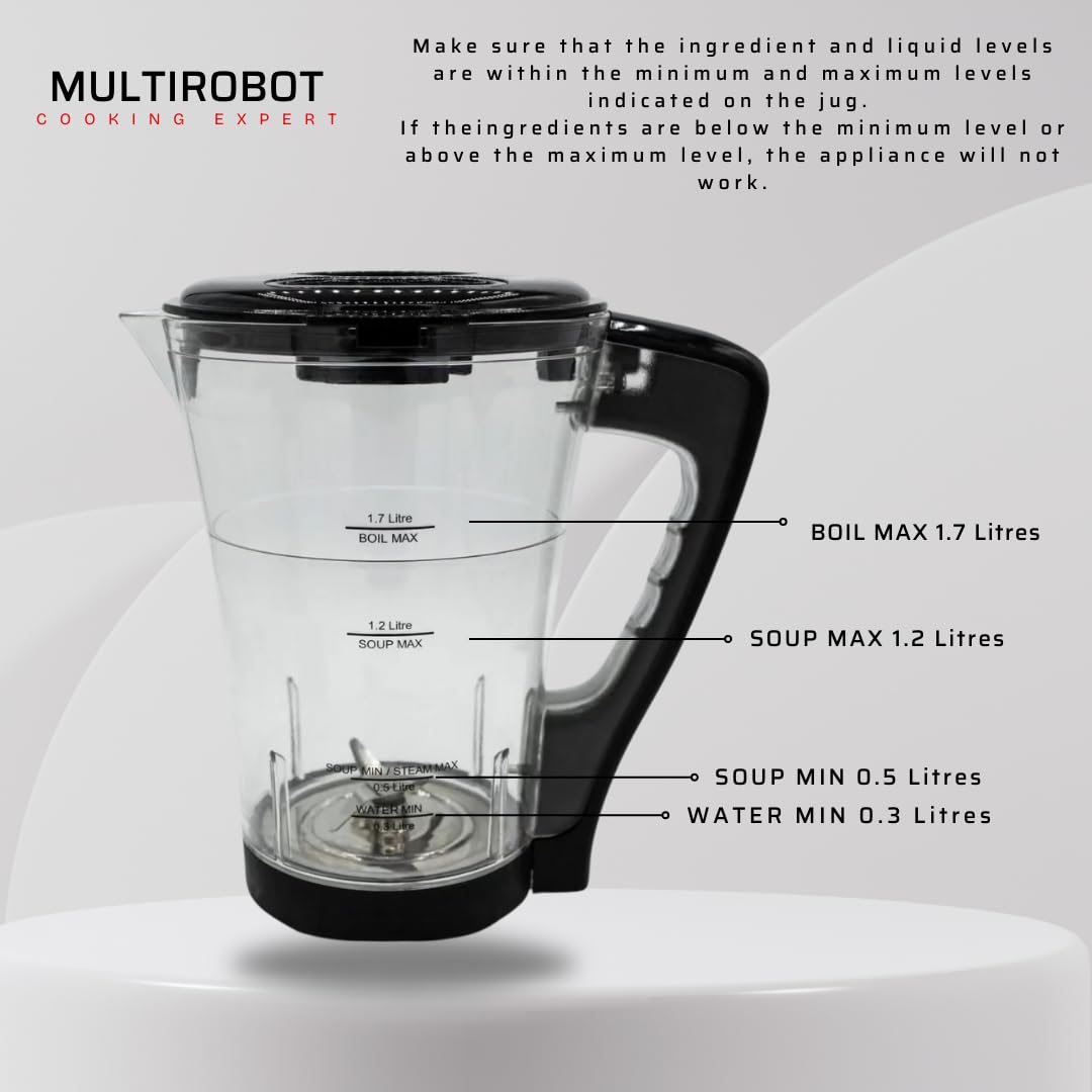 MULTI ROBOT Soupière électrique, Multifonction Blender Smoothie Maker, 1700 ml, Remuer, fouetter et cuisiner, puissant processeur alimentaire ultra-compact, Idéal pour les soupes (1 Multi Robot + Set)