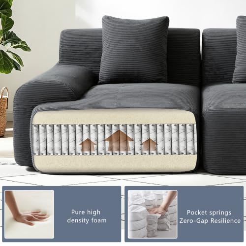 Image of Loveseat Modular Sectional Sofa, Modern 2 Seat Couch with Deep Seat