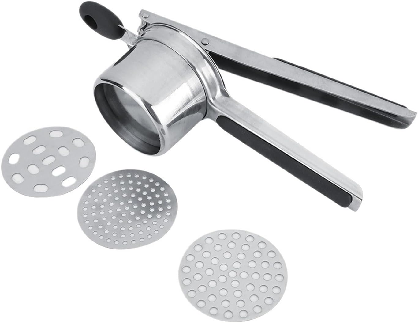 Kitchen Detachable Stainless Steel Handheld Potato Presser Ricer - Food Masher Crusher with Filter Mesh Kitchen Gadgets