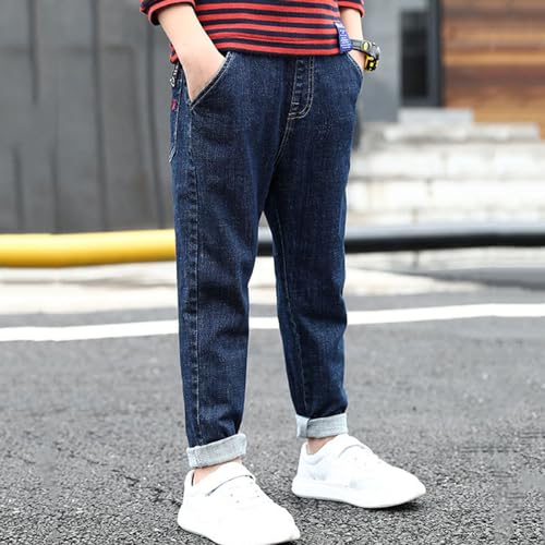 Boys Jeans Kids Elastic Waist Regular Fit Trendy Tapered Casual Denim Pants Stretch Jean Trousers with Pockets4